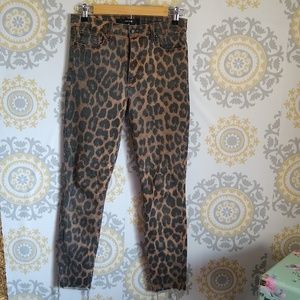 Joe's jeans cheetah print skinny destroyed ankle destressing high rise